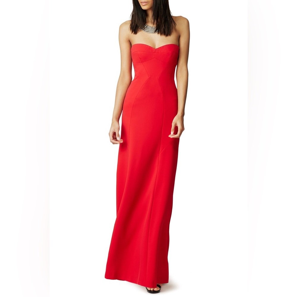 BCBGMaxAzria Red Strapless Floor-Length Gown